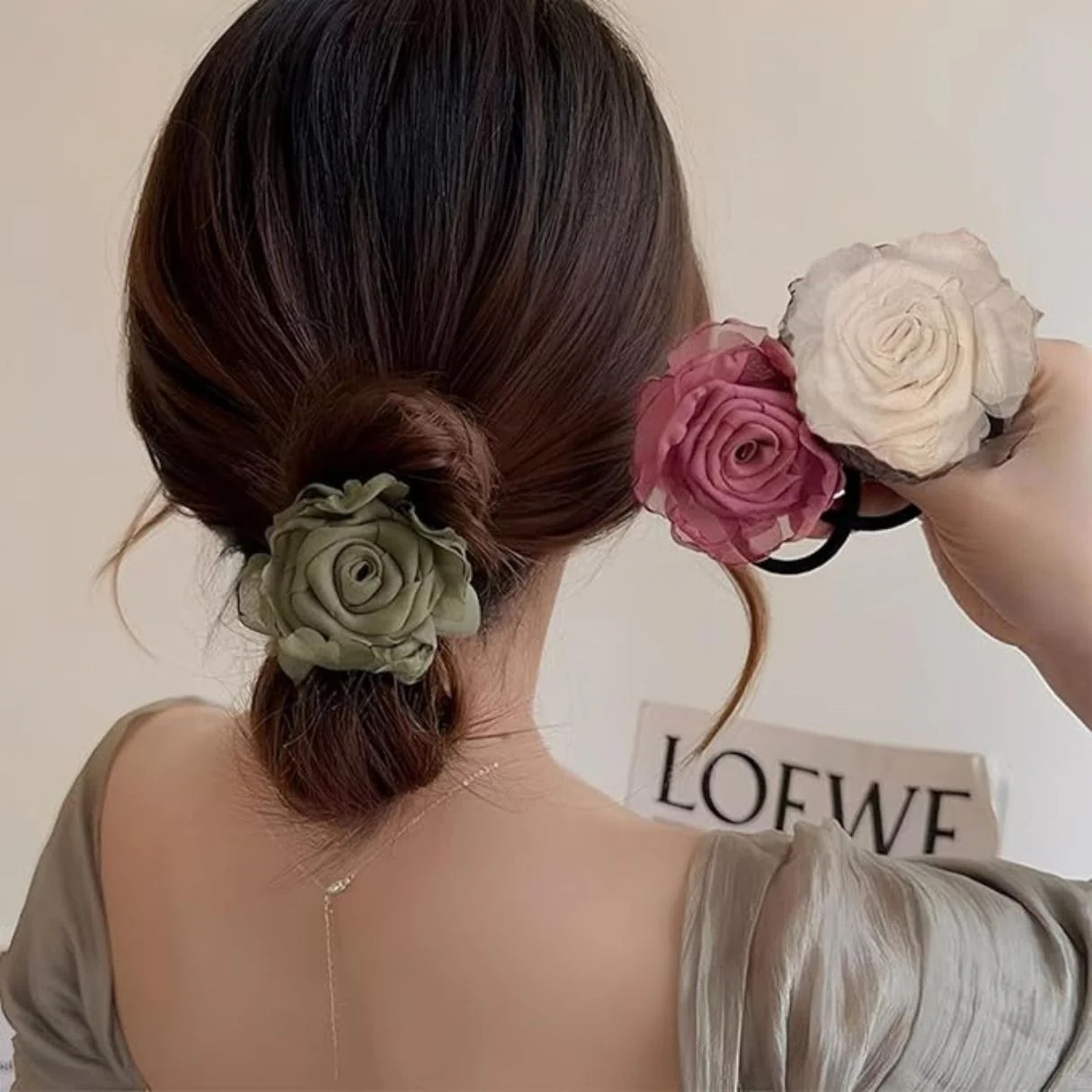 Fabric Rose Hair Tie For Women