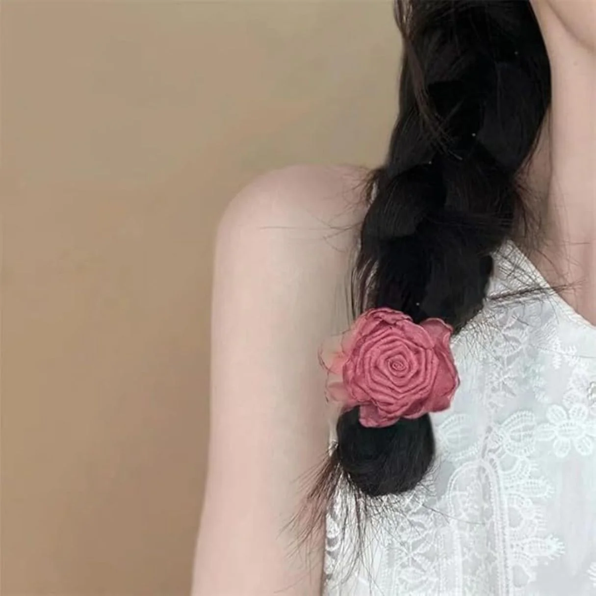 Fabric Rose Hair Tie For Women - Image 3