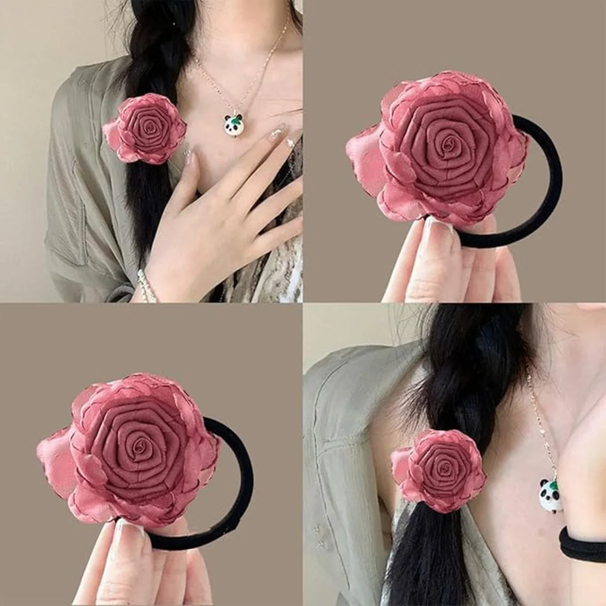 Fabric Rose Hair Tie For Women - Image 4