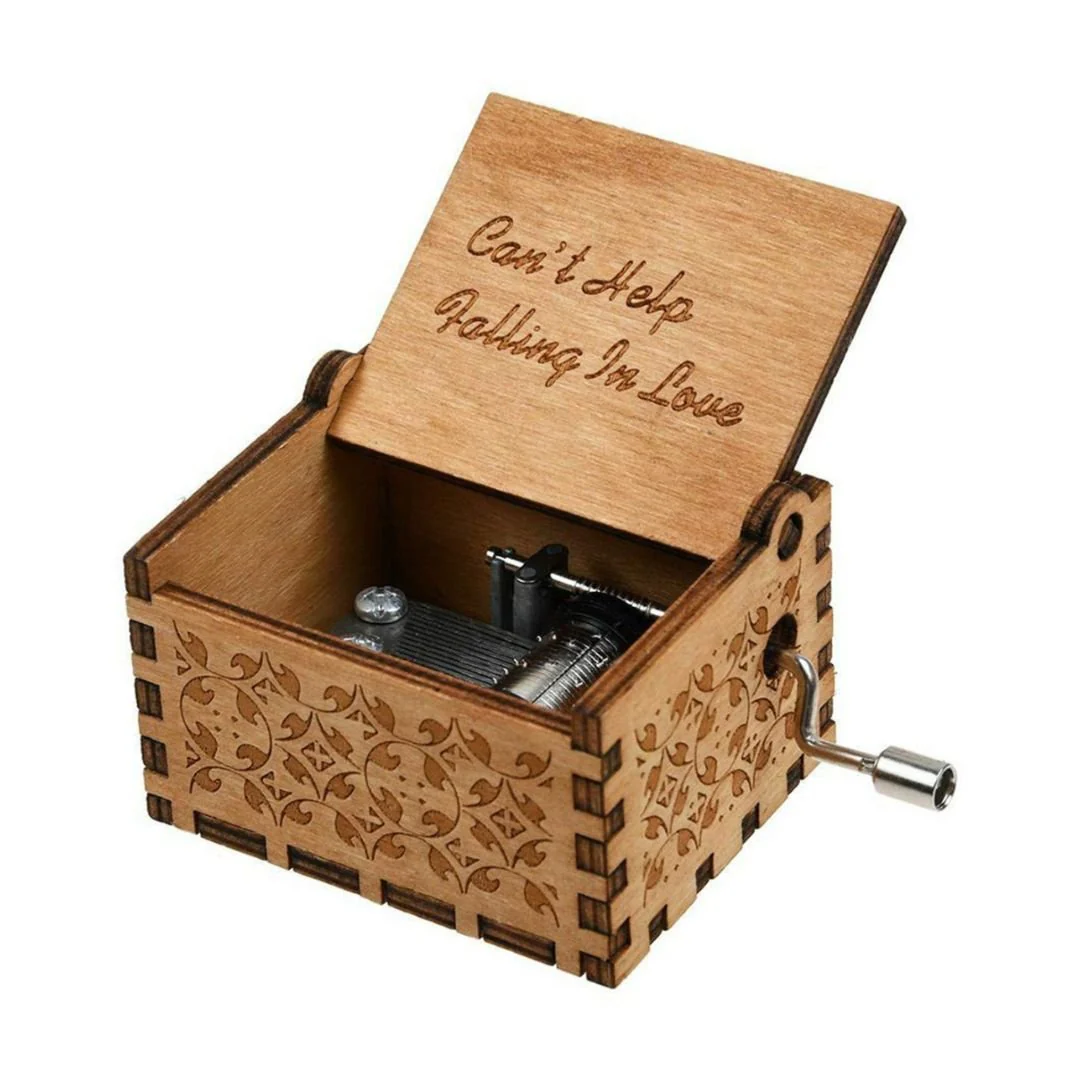 Falling in Love Music Wood Box | Hand Crank Wood Box | Gifts for Music Lover