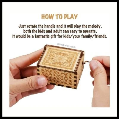 Falling in Love Music Wood Box | Hand Crank Wood Box | Gifts for Music Lover - Image 2