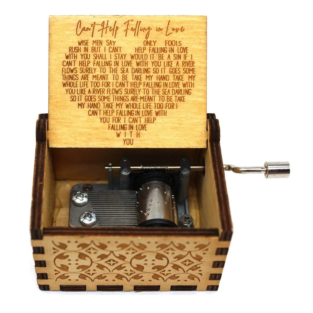Falling in Love Music Wood Box | Hand Crank Wood Box | Gifts for Music Lover - Image 5
