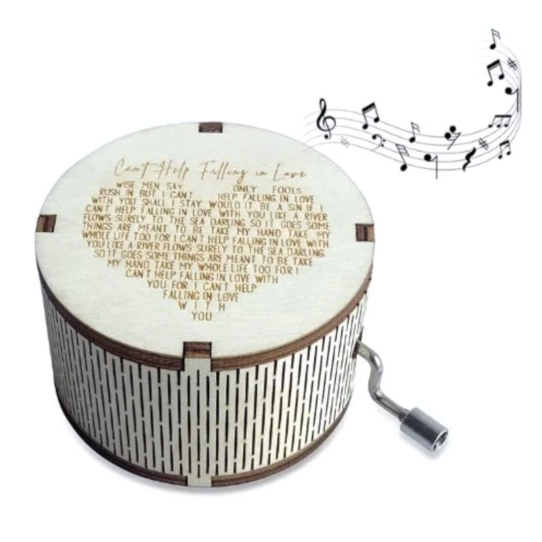 Falling in Love Music Wood Box | Hand Crank Wood Box | Gifts for Music Lover - Image 6