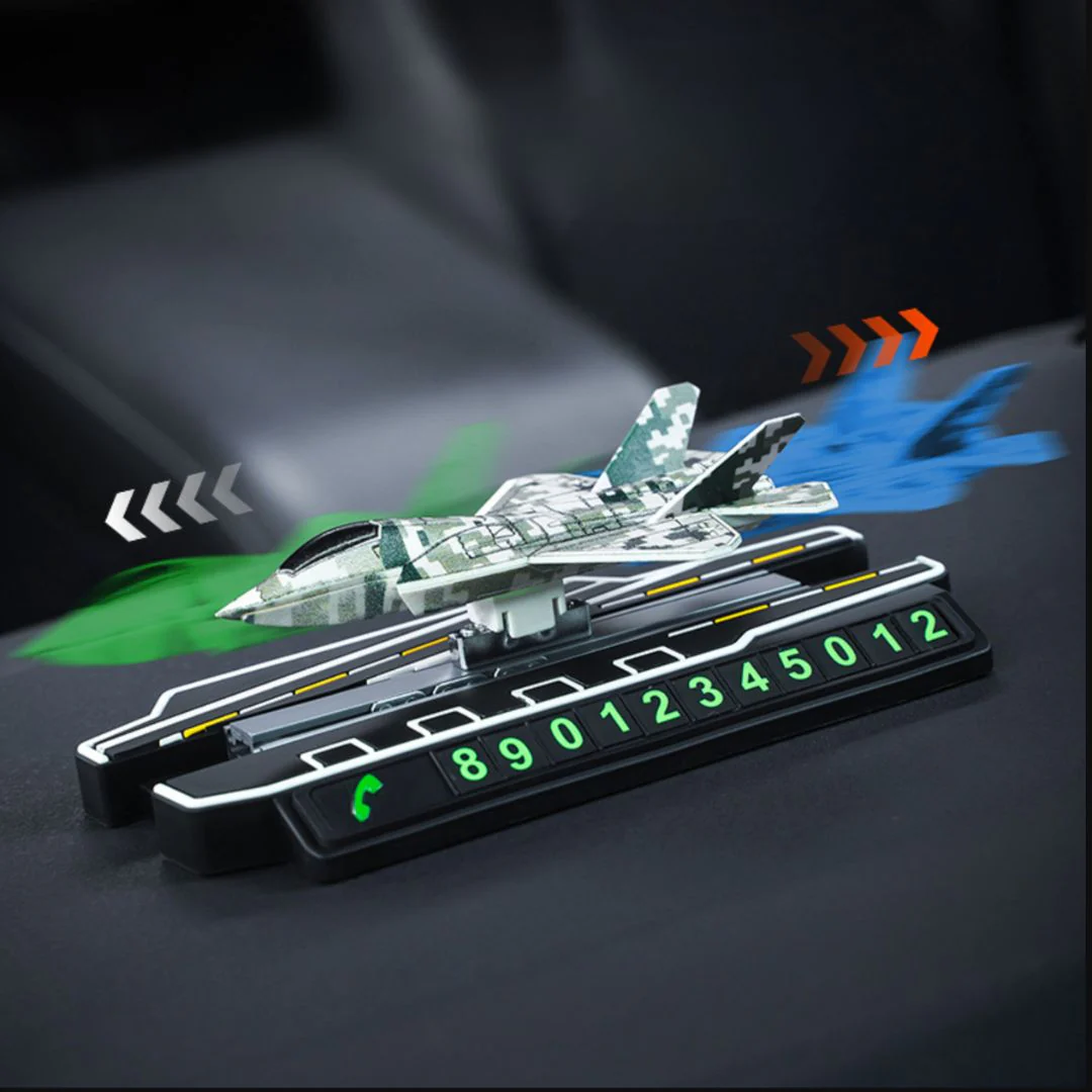 Sliding Fighter Jet Dashboard Decor – With Hidden Phone Number Display