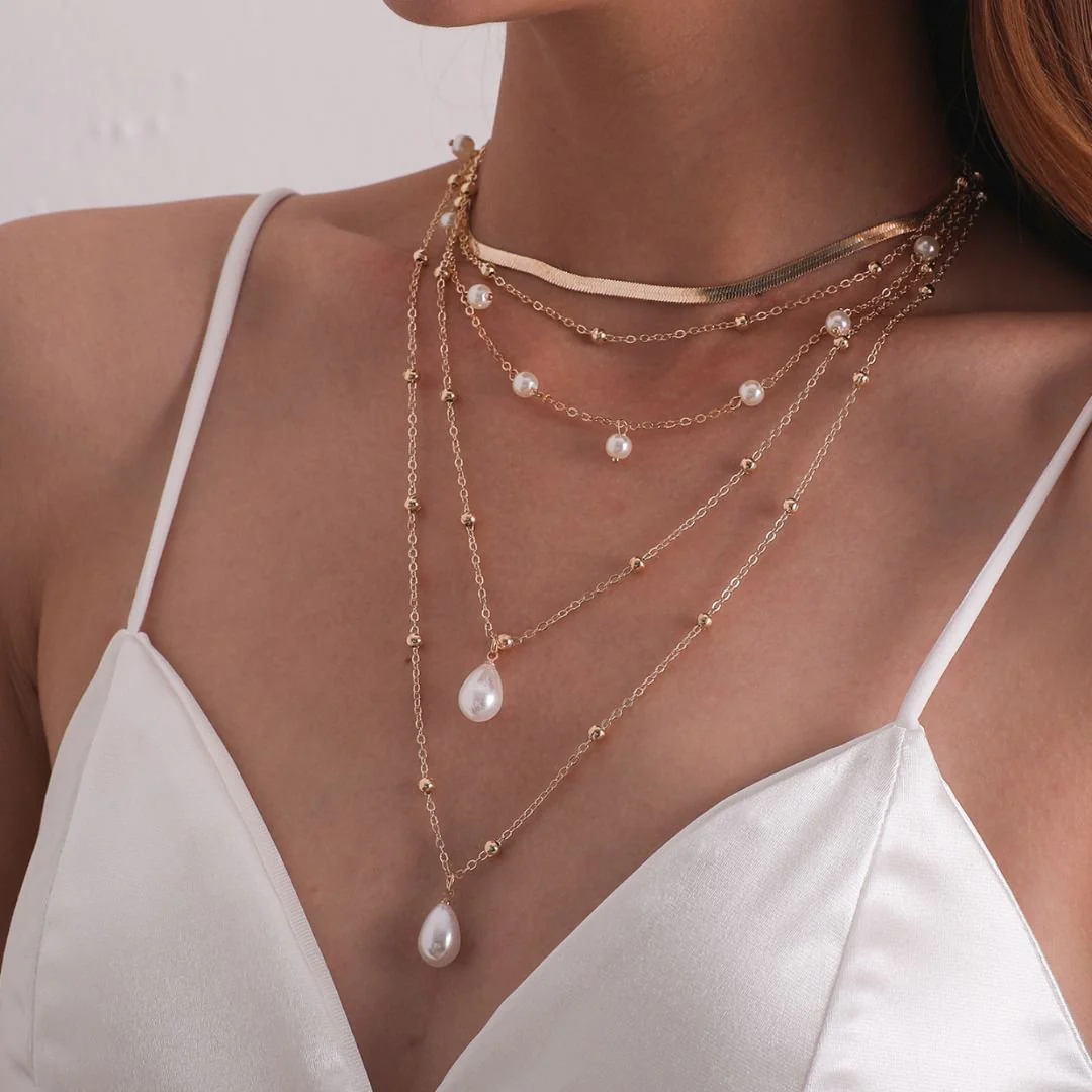 Five Layered Pearl Necklace | The Star Studded Jewel - Image 5