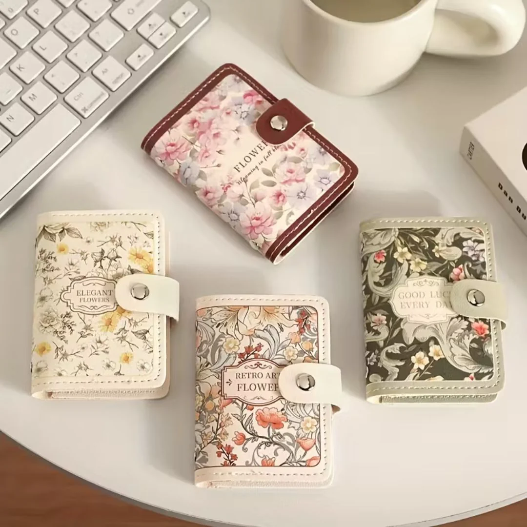 Floral Card Holder Organizer – Multi-Slot Compact Wallet