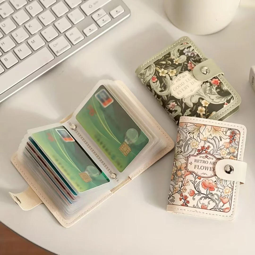 Floral Card Holder Organizer – Multi-Slot Compact Wallet - Image 3