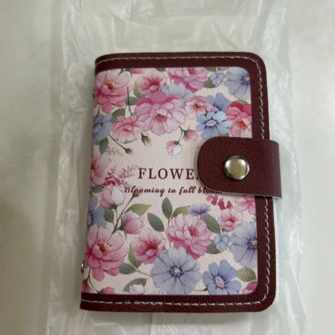 Floral Card Holder Organizer – Multi-Slot Compact Wallet - Image 4