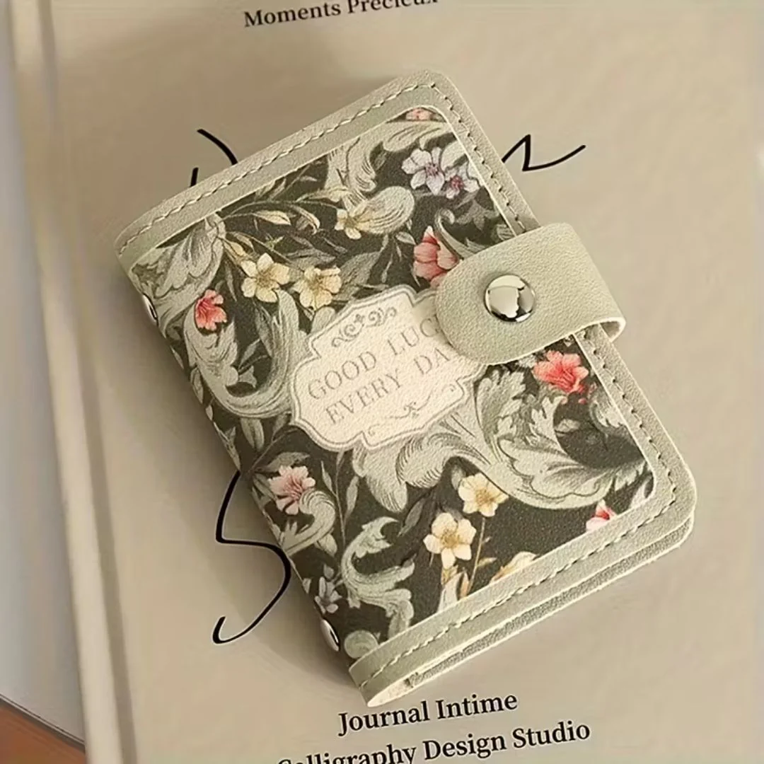 Floral Card Holder Organizer – Multi-Slot Compact Wallet - Image 5