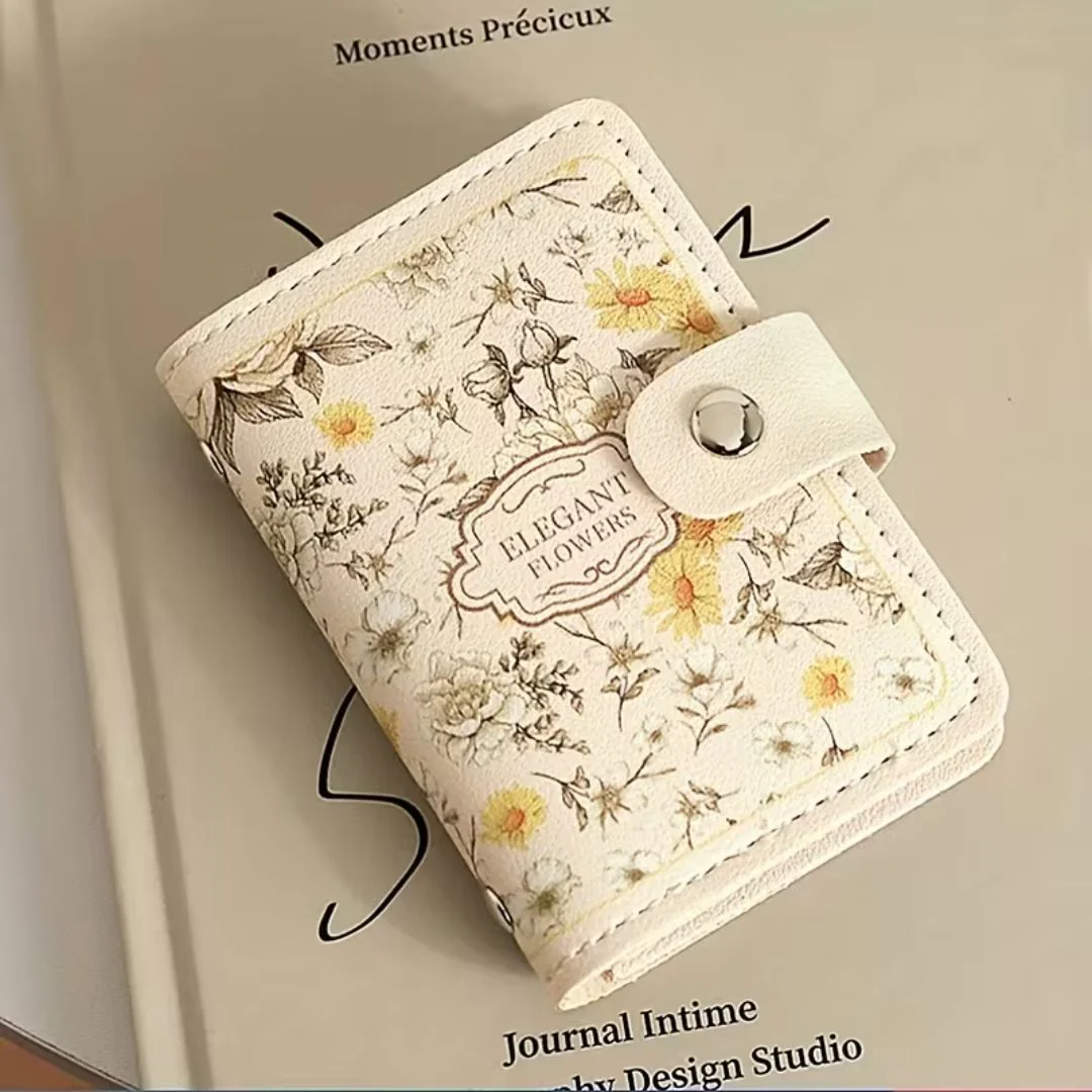 Floral Card Holder Organizer – Multi-Slot Compact Wallet - Image 6