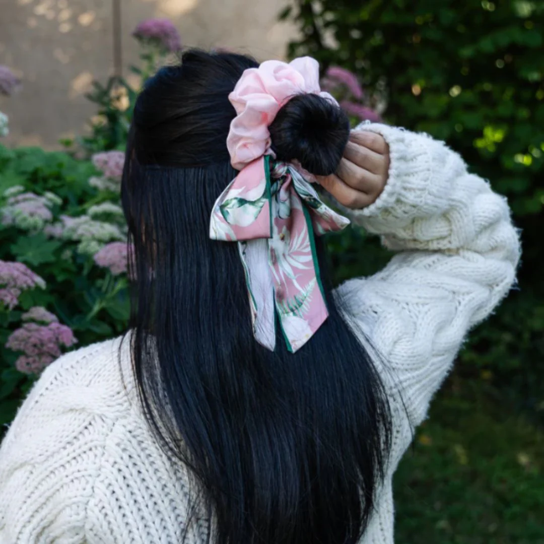 Floral Satin Scarf Scrunchie – Effortless Elegance For Your Tresses - Image 3