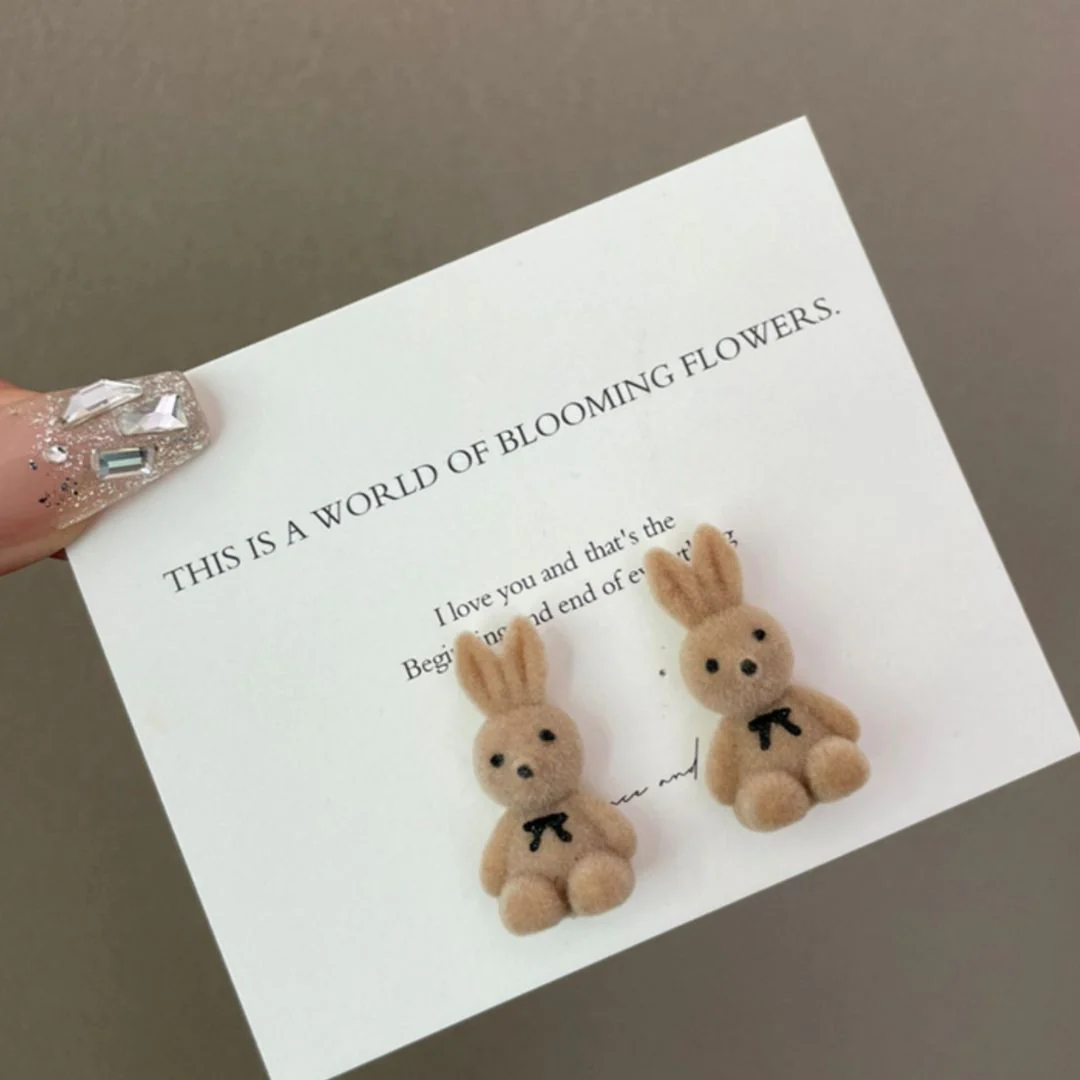 Fuzzy Bear Stud Earrings