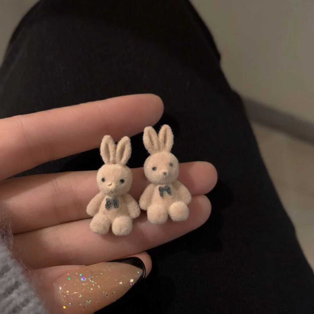 Fuzzy Bear Stud Earrings - Image 2