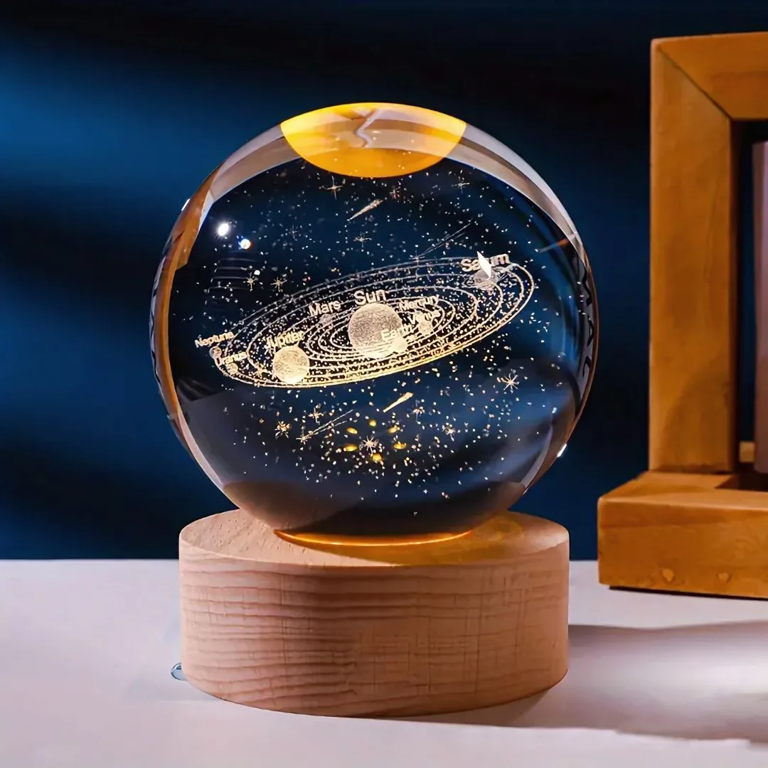 Illuminated Milky Way Crystal Lamp with Planets Name - Image 2