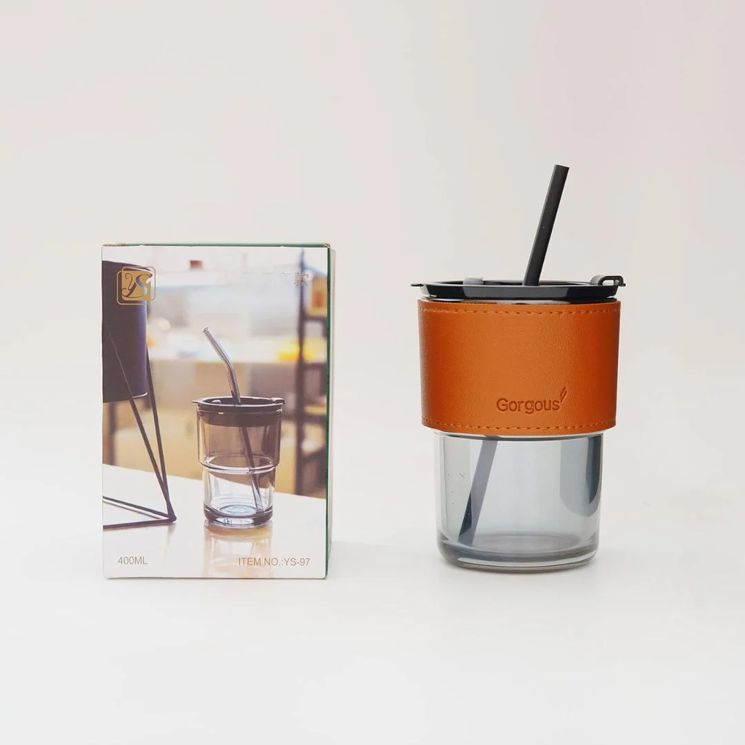 Glass Cup with Lid and Straw | Reusable Travel Coffee Cup with Silicone Sleeve - Image 2