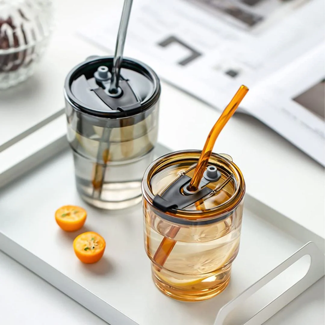 Glass Cup with Lid and Straw | Reusable Travel Coffee Cup with Silicone Sleeve - Image 5
