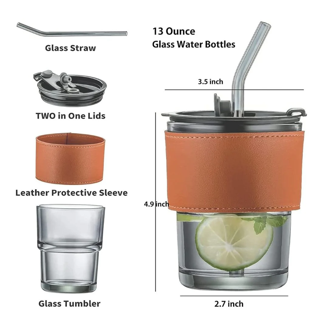 Glass Cup with Lid and Straw | Reusable Travel Coffee Cup with Silicone Sleeve - Image 6