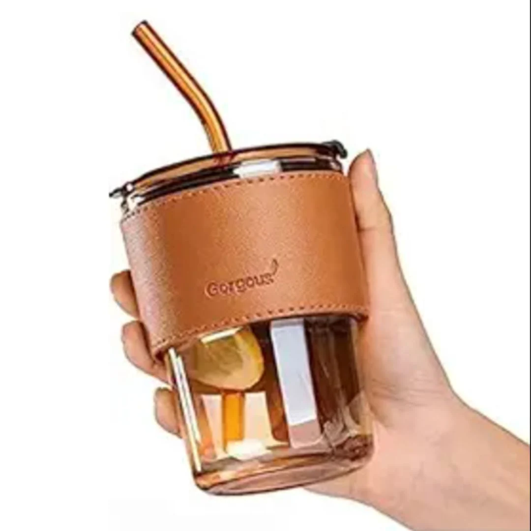 Glass Cup with Lid and Straw | Reusable Travel Coffee Cup with Silicone Sleeve - Image 8