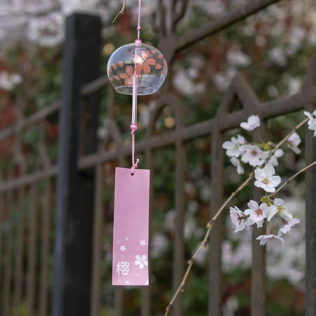 Glass Hanging Wind Chime | Cherry Blossom Blessing Bell - Image 5