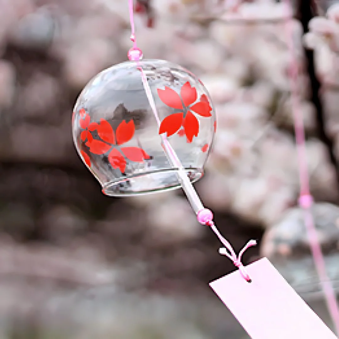 Glass Hanging Wind Chime | Cherry Blossom Blessing Bell - Image 7
