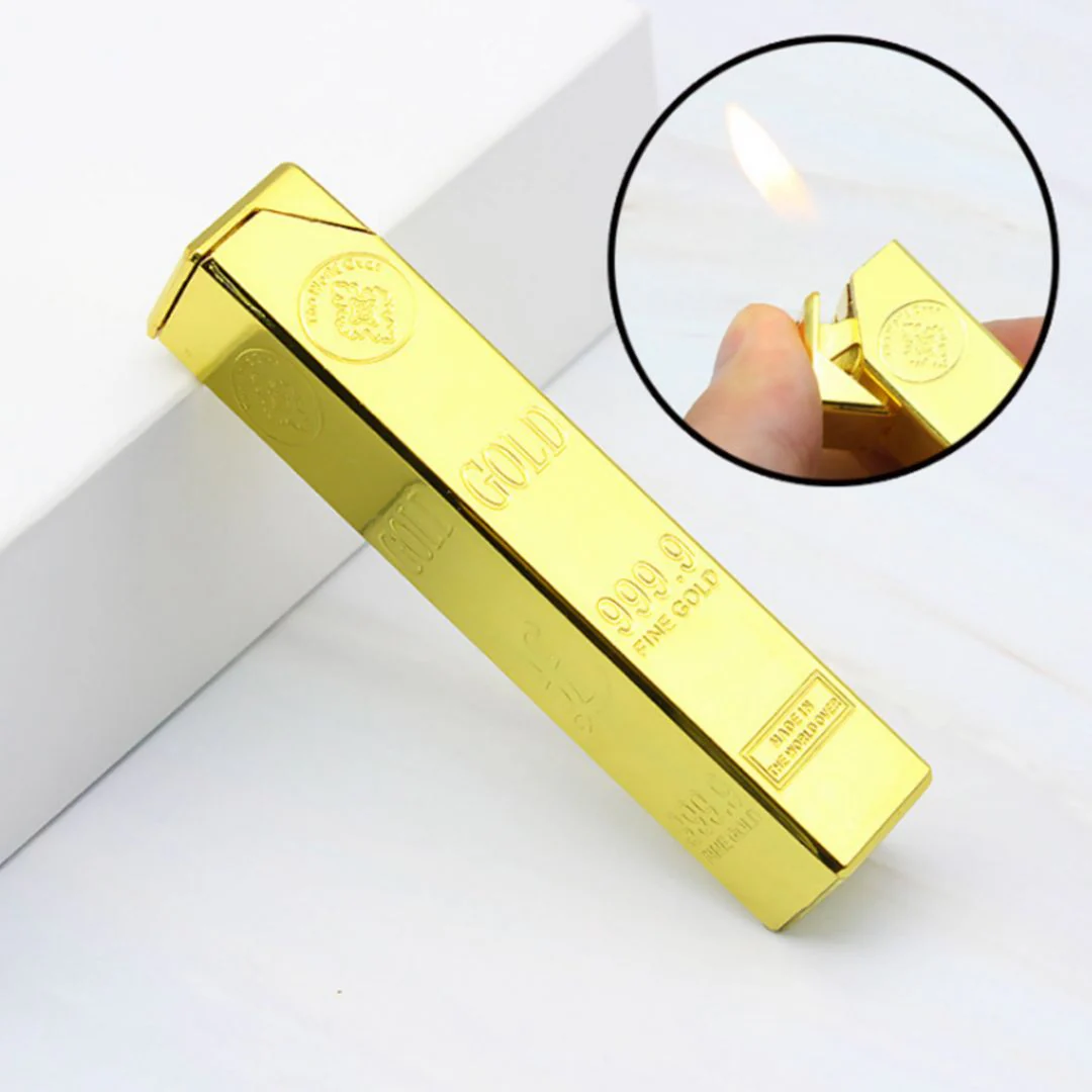 Gold Bar Butane Lighter | Refillable Jet Flame Windproof Lighter for Stylish Gifting - Image 2