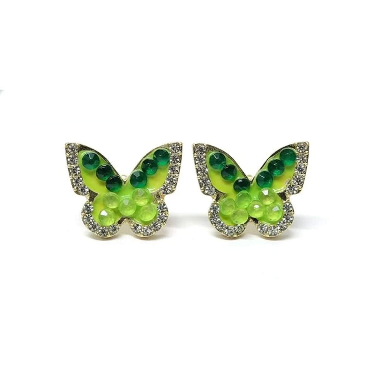 Green Butterfly Crystal Stud Earrings - Image 3