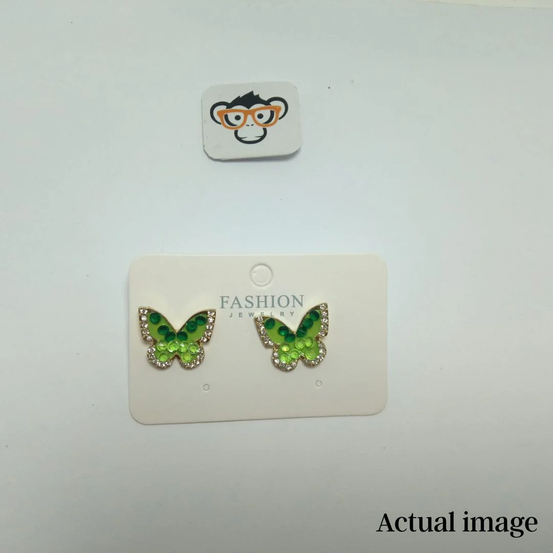 Green Butterfly Crystal Stud Earrings - Image 4