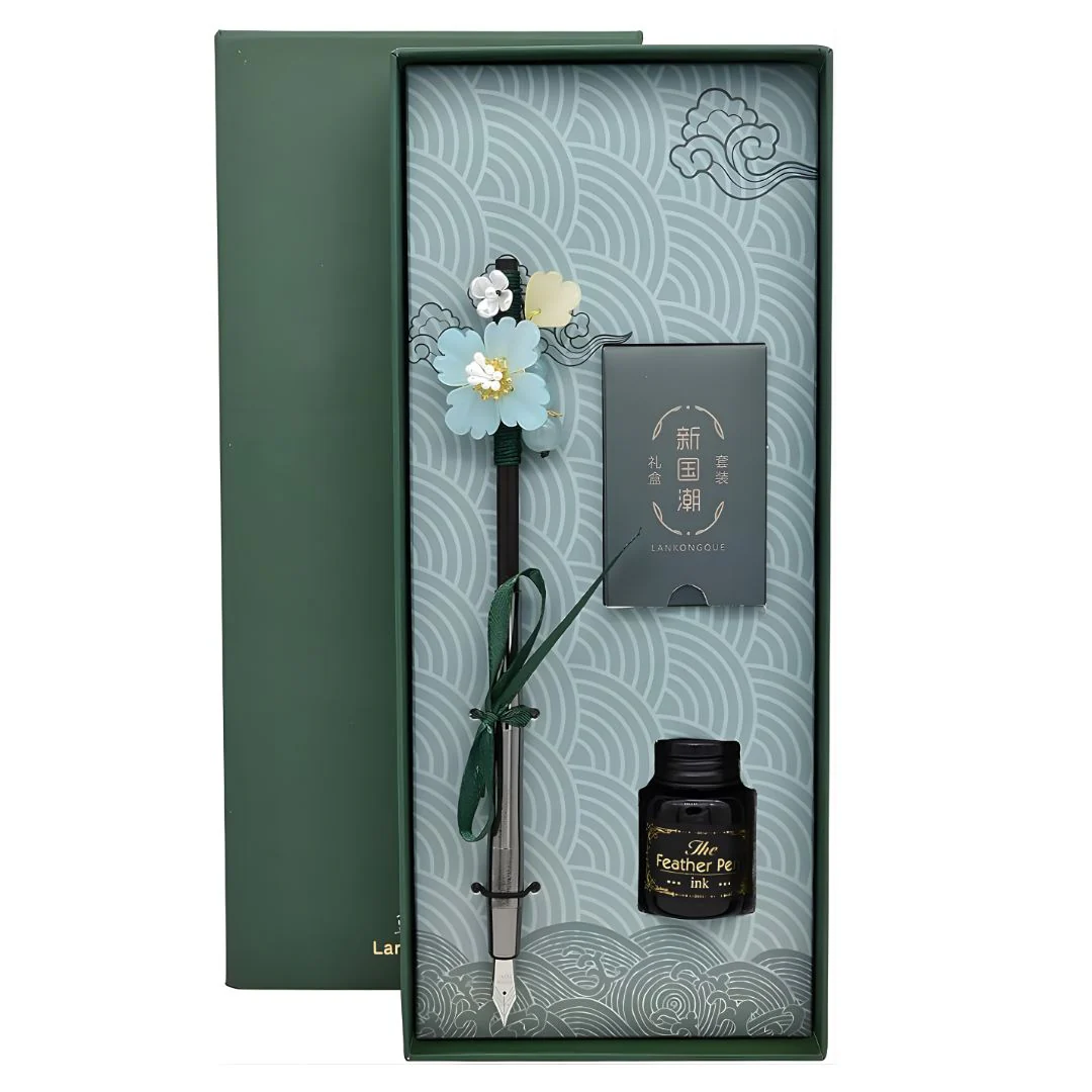 Hair Stick Style Fountain Pen Gift Set | Retro Style Kit With Ink Bottle And Cartridges - Image 9