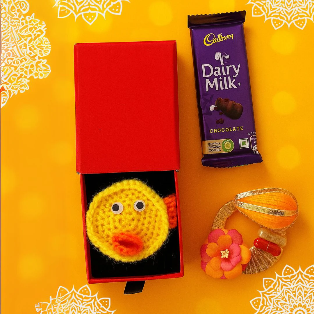 Handmade Woollen Crochet Rakhi | 3D Woven Rakhi for Your Brother [Free Roli Chawal] - Image 3