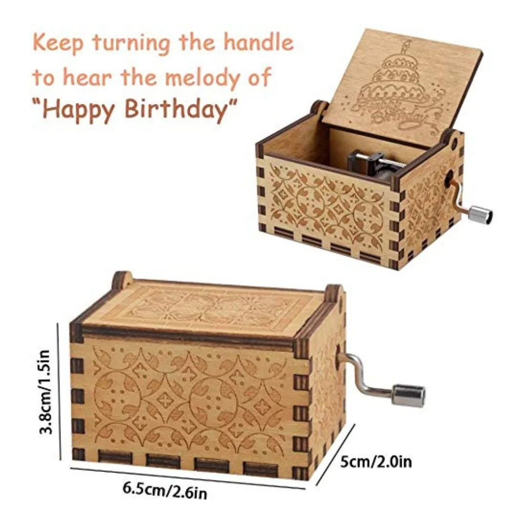 Happy Birthday Music Box - Hand Crank Wood Box - Image 3