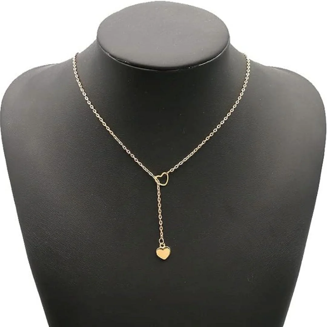 Heart in Heart Necklace | Heart Infinity Gold Color Necklace - Image 3