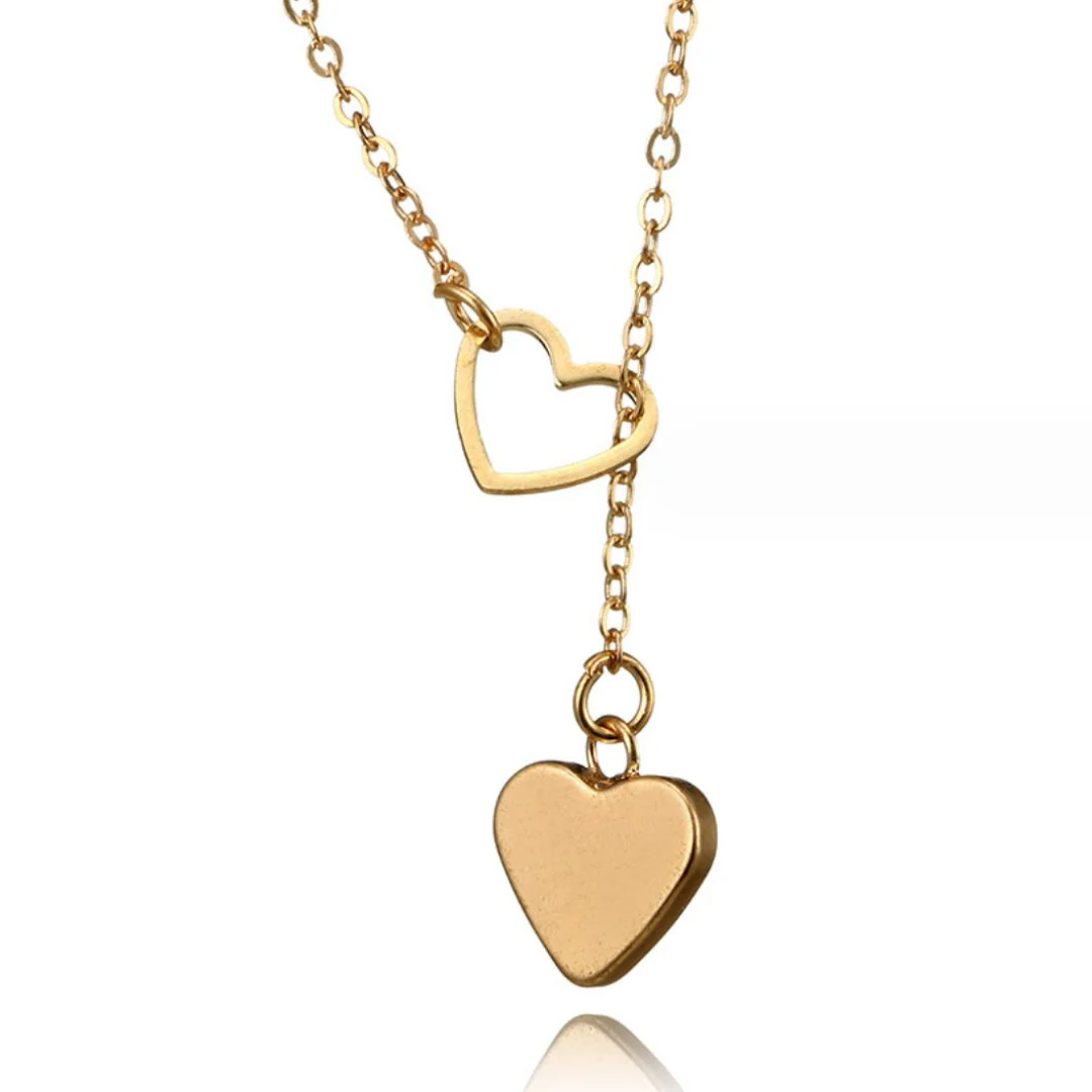 Heart in Heart Necklace | Heart Infinity Gold Color Necklace - Image 5