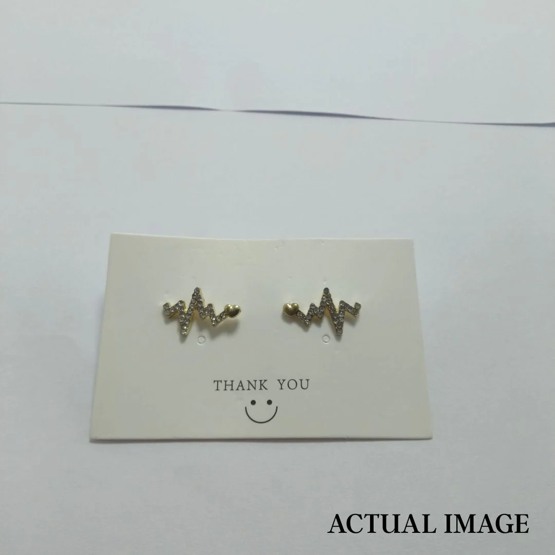 Heartbeat Stud Earrings | Dainty Pulse Line Studs - Image 4
