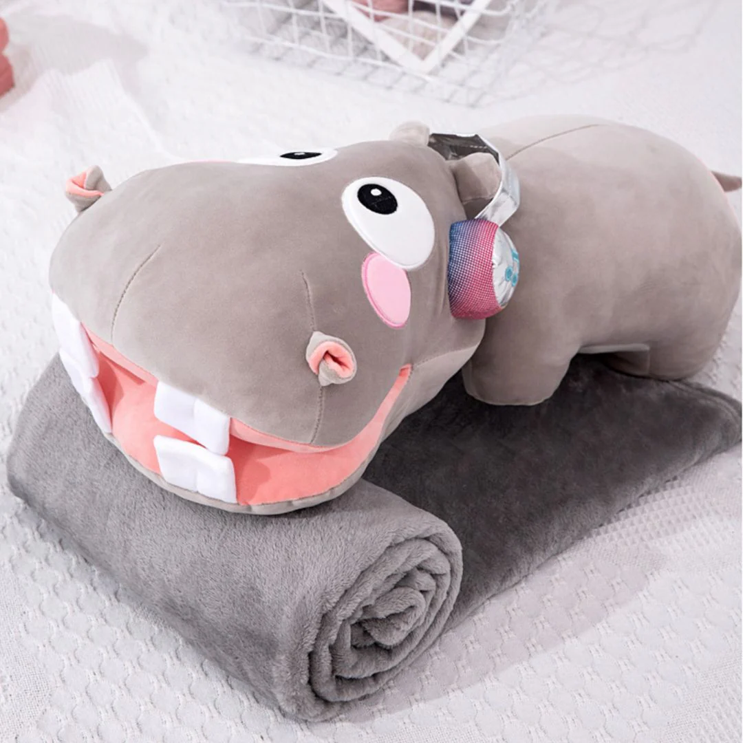 Hippo Plush Pillow with Blanket | Cute Collectibles for Kids - Image 2