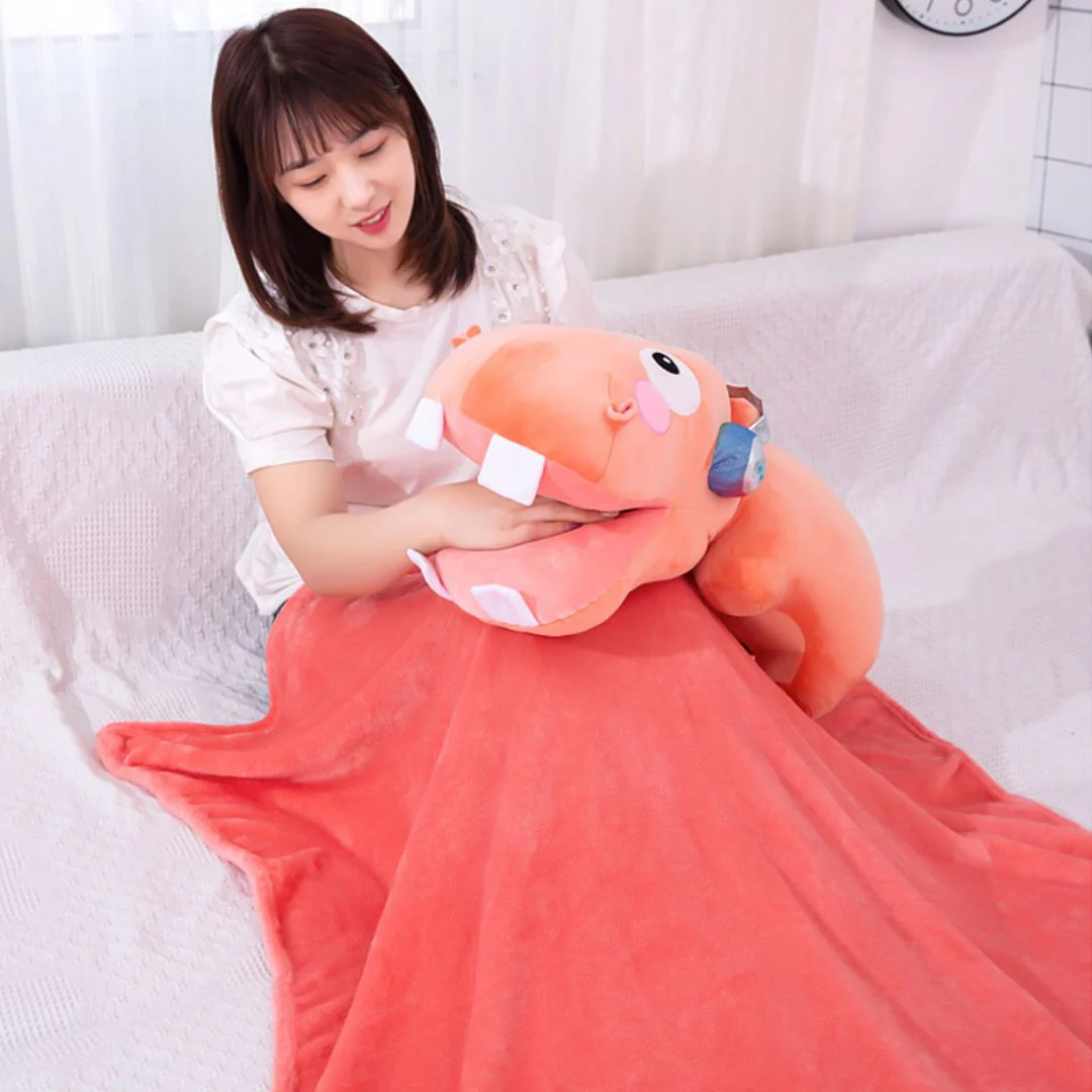 Hippo Plush Pillow with Blanket | Cute Collectibles for Kids - Image 3