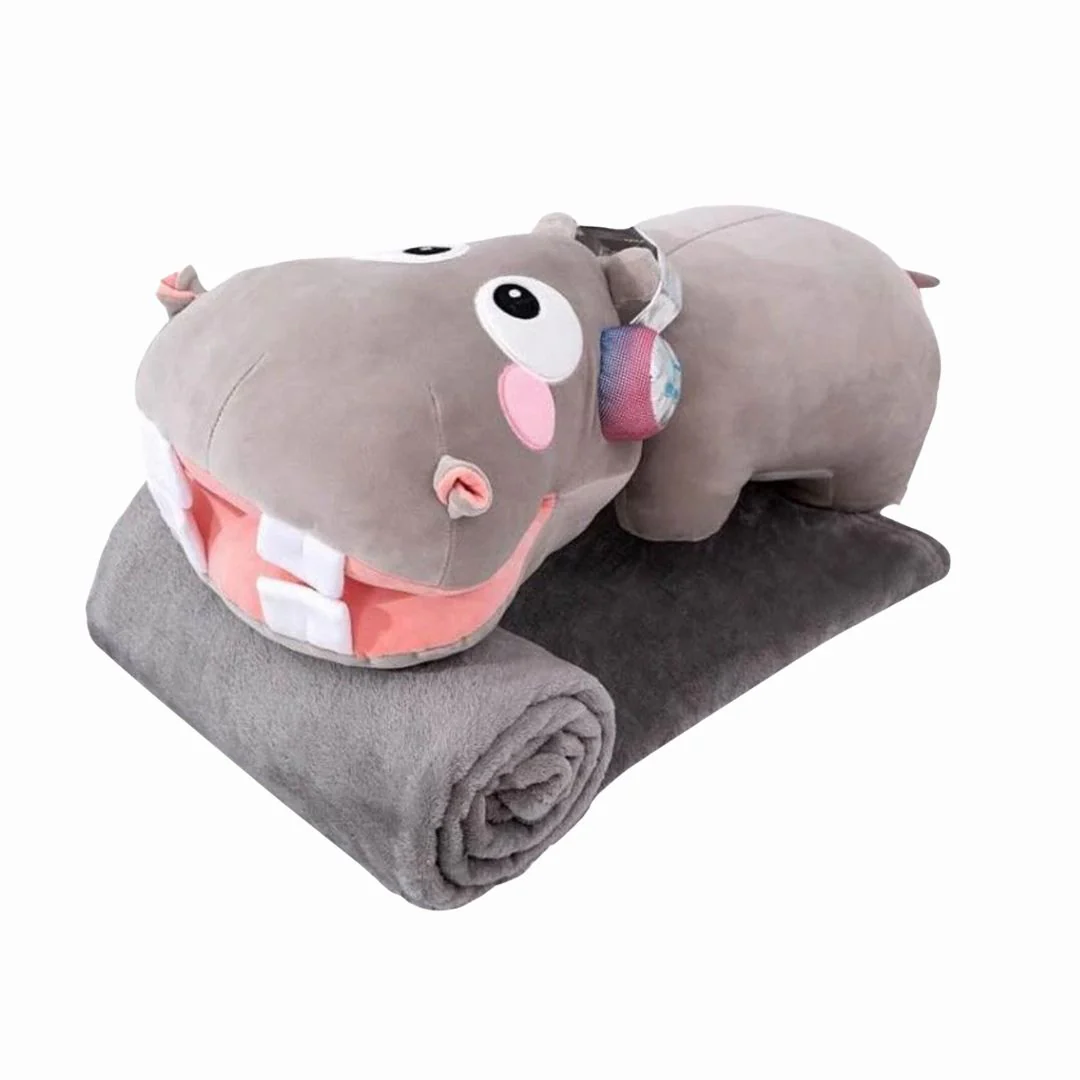 Hippo Plush Pillow with Blanket | Cute Collectibles for Kids - Image 5