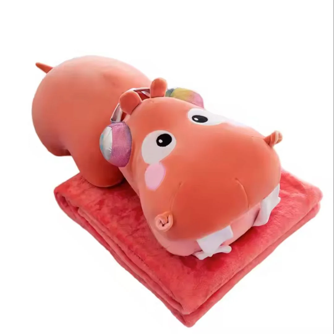 Hippo Plush Pillow with Blanket | Cute Collectibles for Kids - Image 6