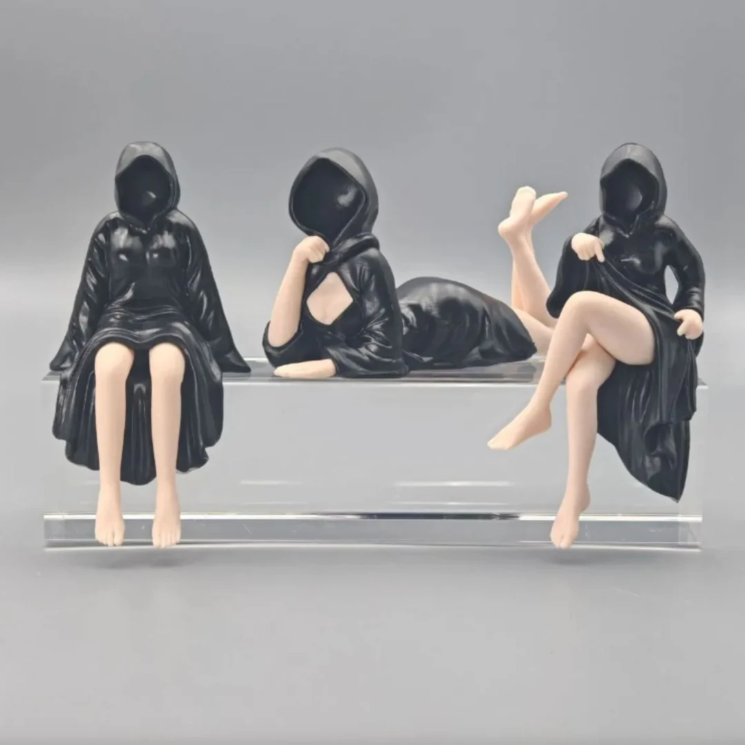 Hooded Silence Figurine – Minimalist Aesthetic Art (Set of 3) - Image 2