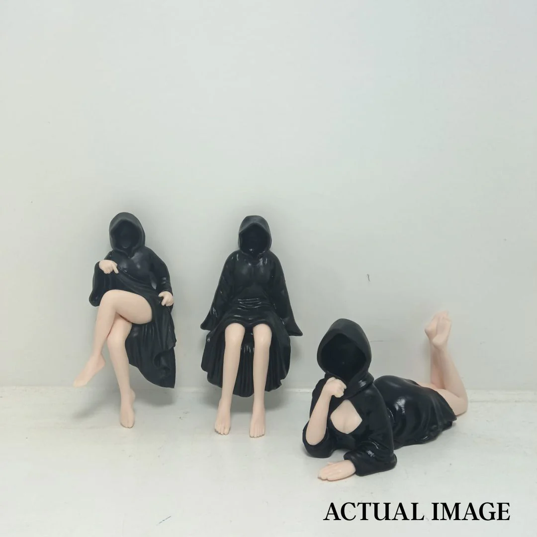 Hooded Silence Figurine – Minimalist Aesthetic Art (Set of 3) - Image 9