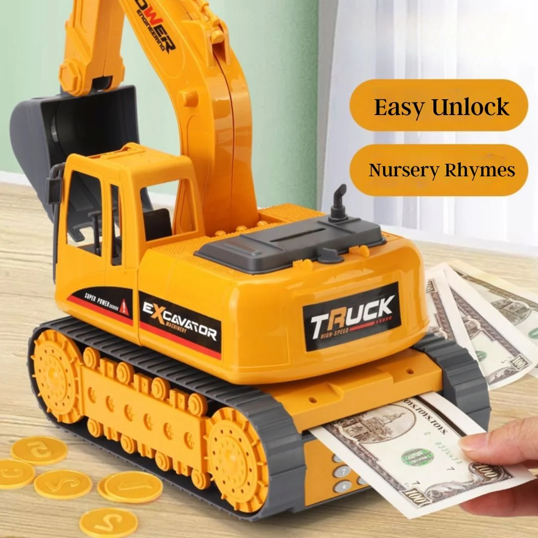 JCB Coin Bank | Excavator Coin Safe with Password and Music - Image 3