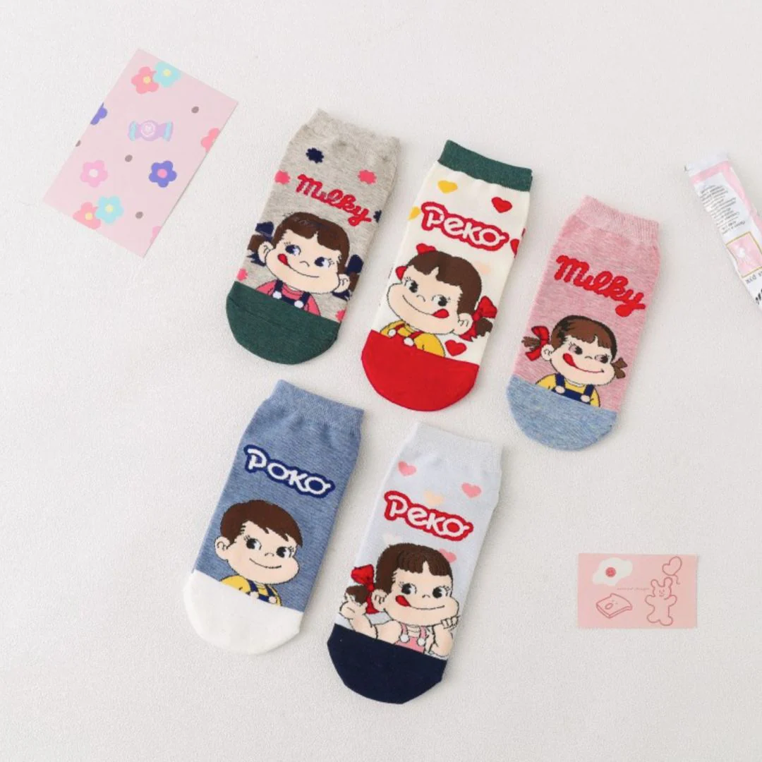 Kawaii Peko Socks | Set of 5 Ankle Socks - Image 2