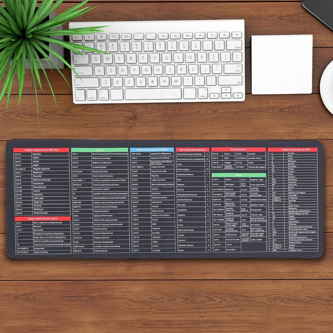 Keyboard Shortcut Computer Mat | Oversized Rubber Mouse Pad (80×30 cm)