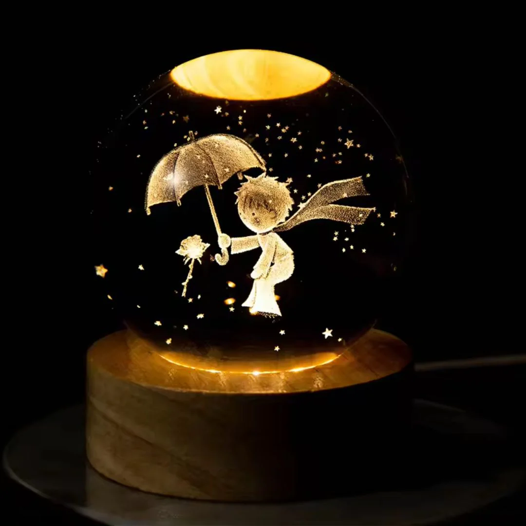 Pretty Kid with Umbrella Crystal Ball Night Light - Image 3