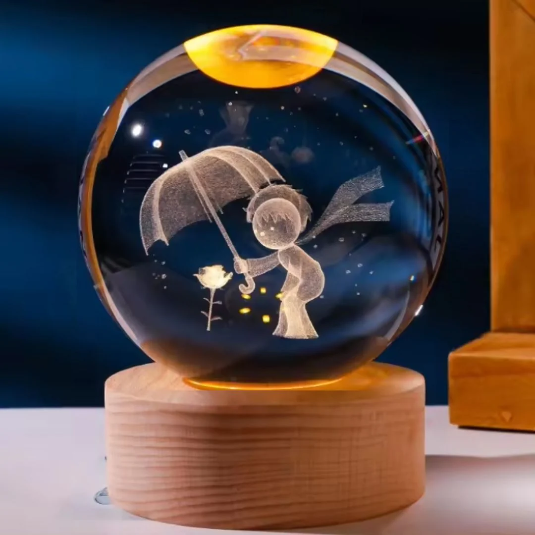 Pretty Kid with Umbrella Crystal Ball Night Light - Image 4