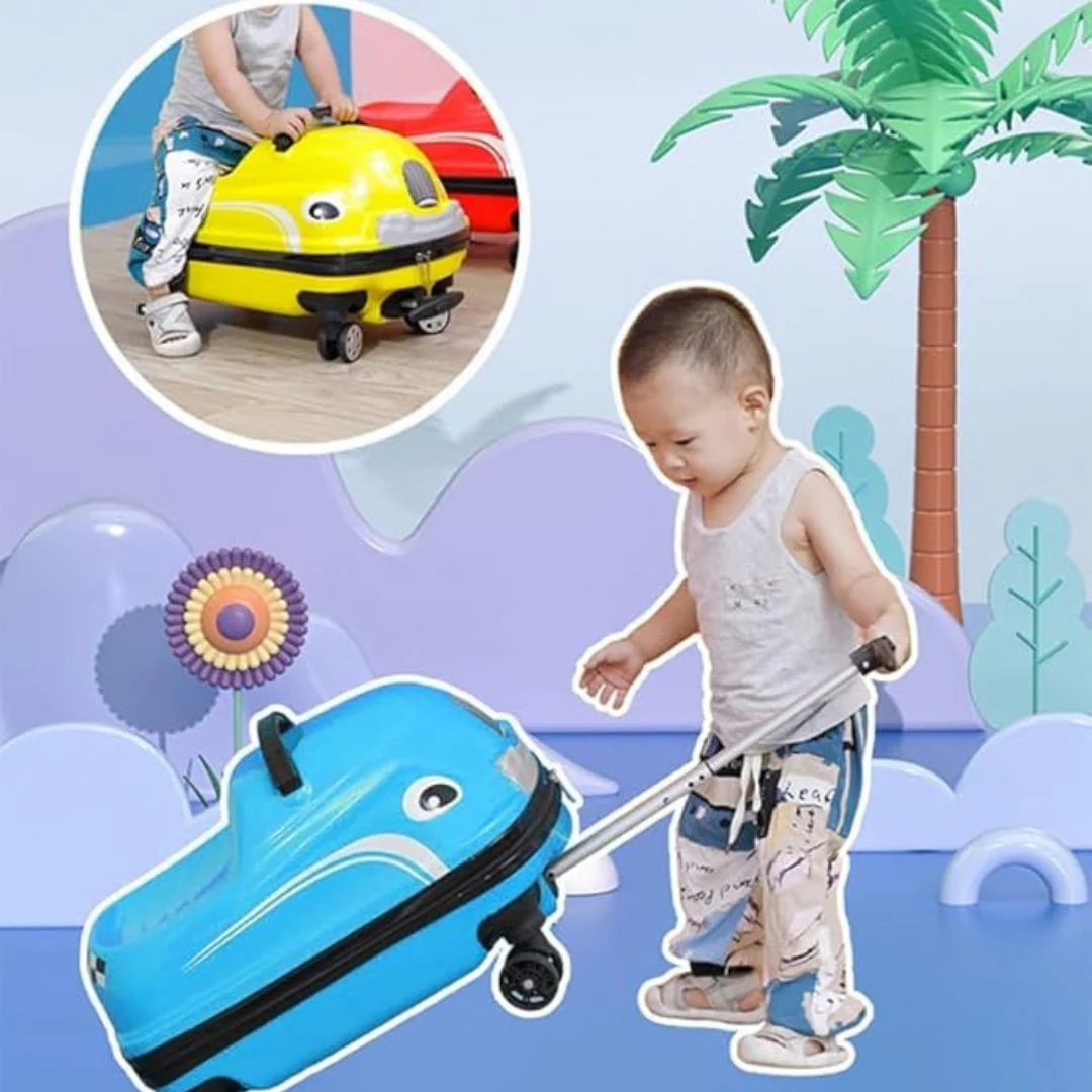 WheelyWagon Kids RideOn Bag – Car Style Hard Shell Travel Trolley for Toddlers - Image 2