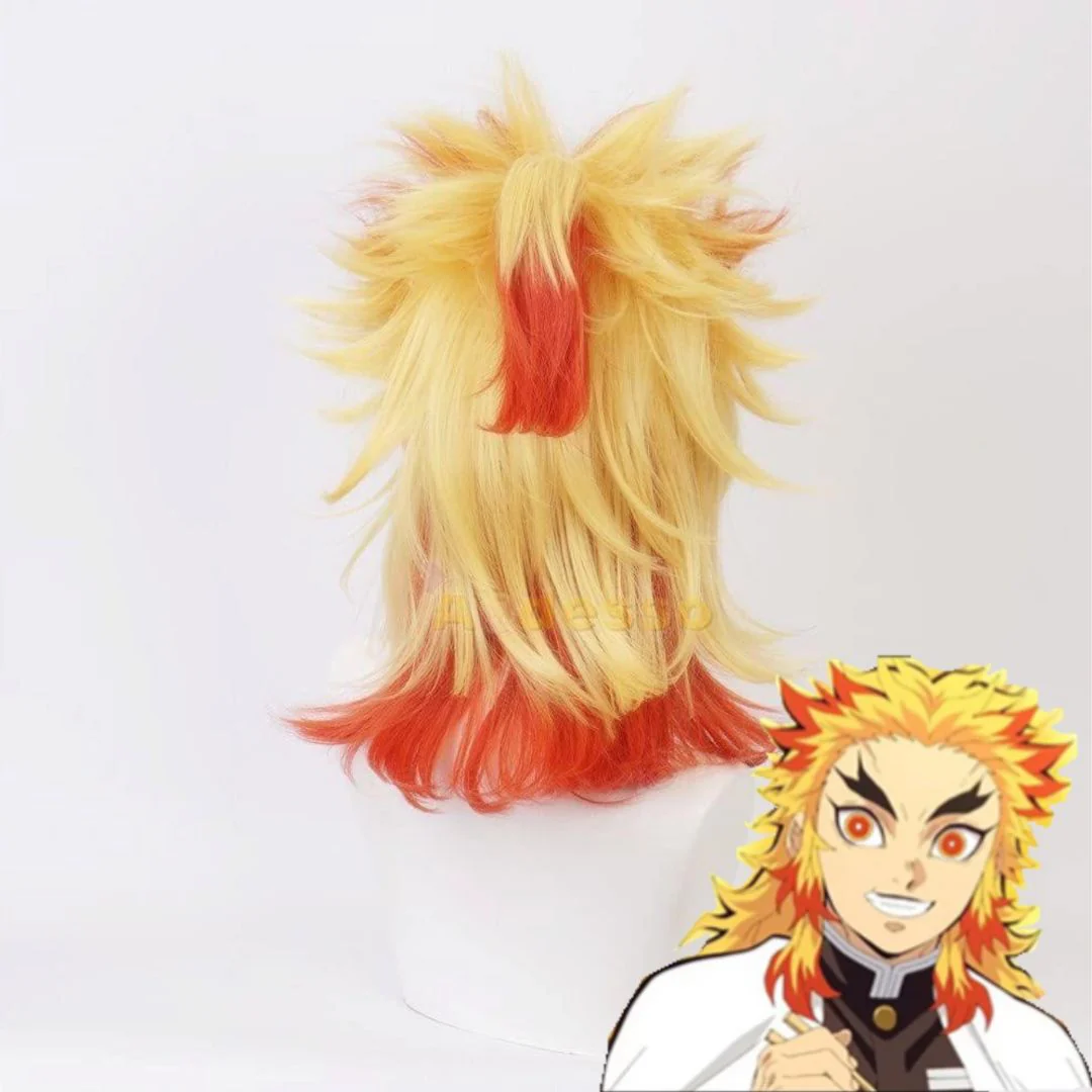 Demon Slayer Kyojuro Rengoku Cosplay Wig – Flame Hashira Heat-Resistant Synthetic Hair - Image 3