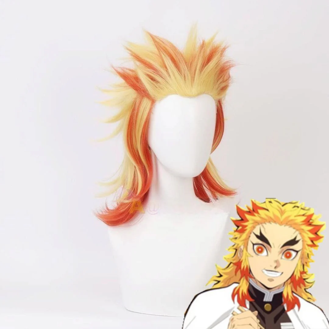Demon Slayer Kyojuro Rengoku Cosplay Wig – Flame Hashira Heat-Resistant Synthetic Hair - Image 4