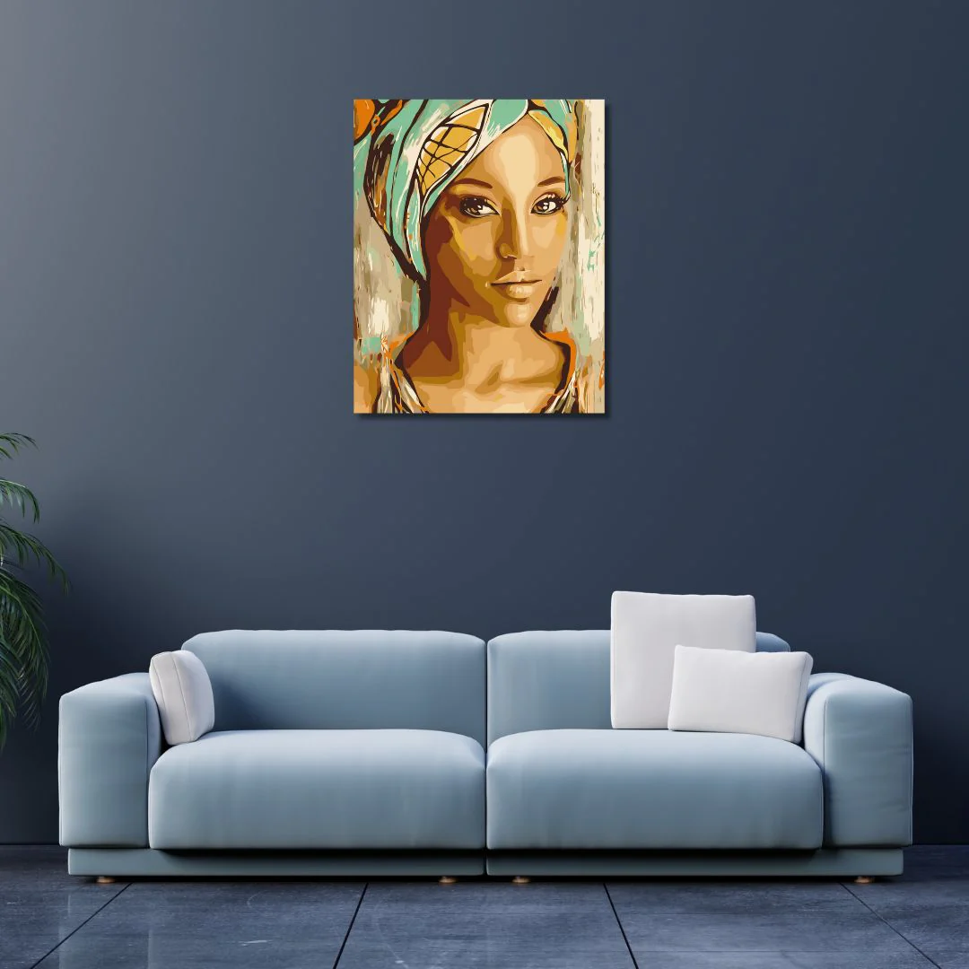 DIY - Paint By Number (Lady in Scarf Portrait) | Silk Serenity Easy PBN Kit