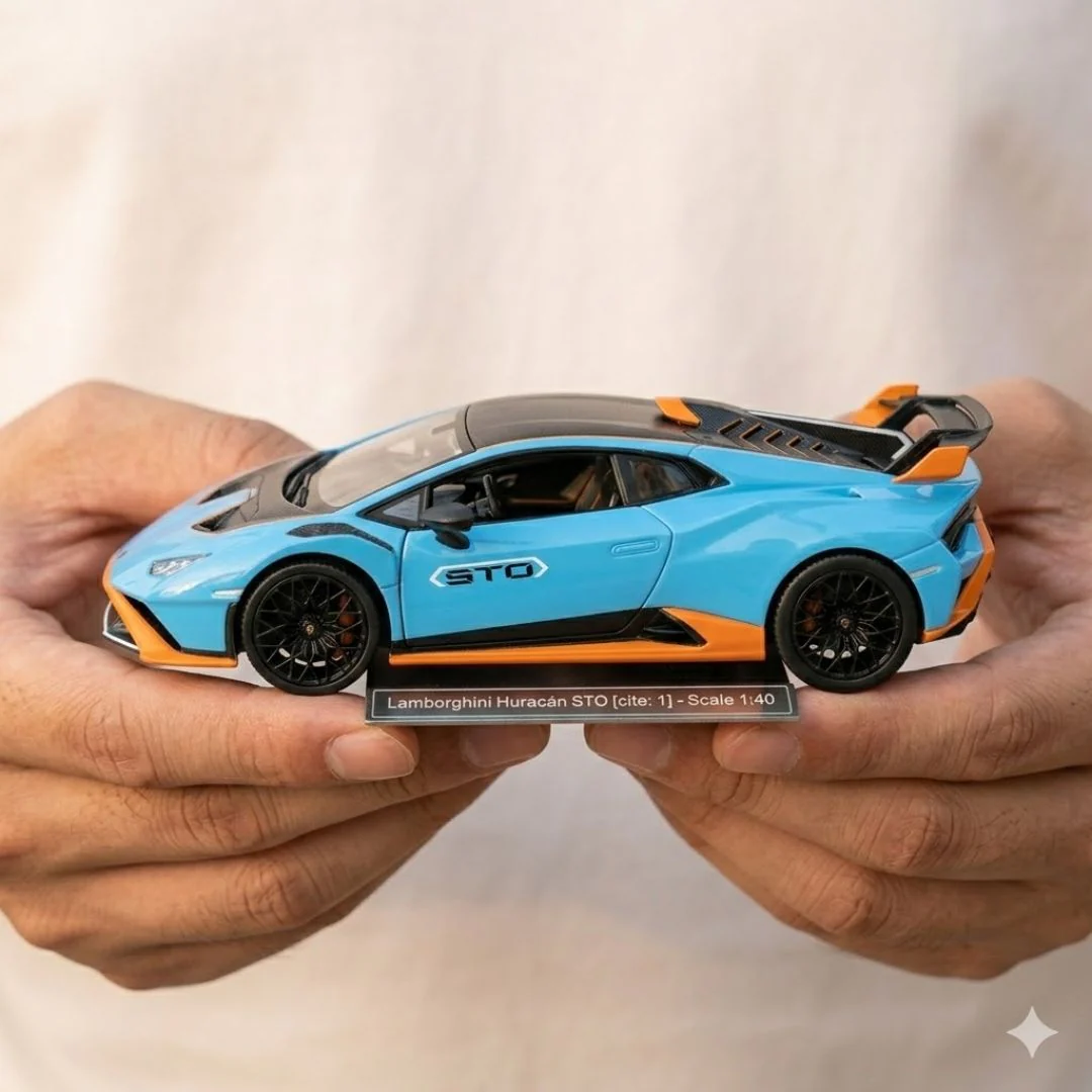 MSZ Official 1:40 Lamborghini Huracan STO Die-Cast Car – Blue Edition | Official Licensed Die-Cast - Image 4