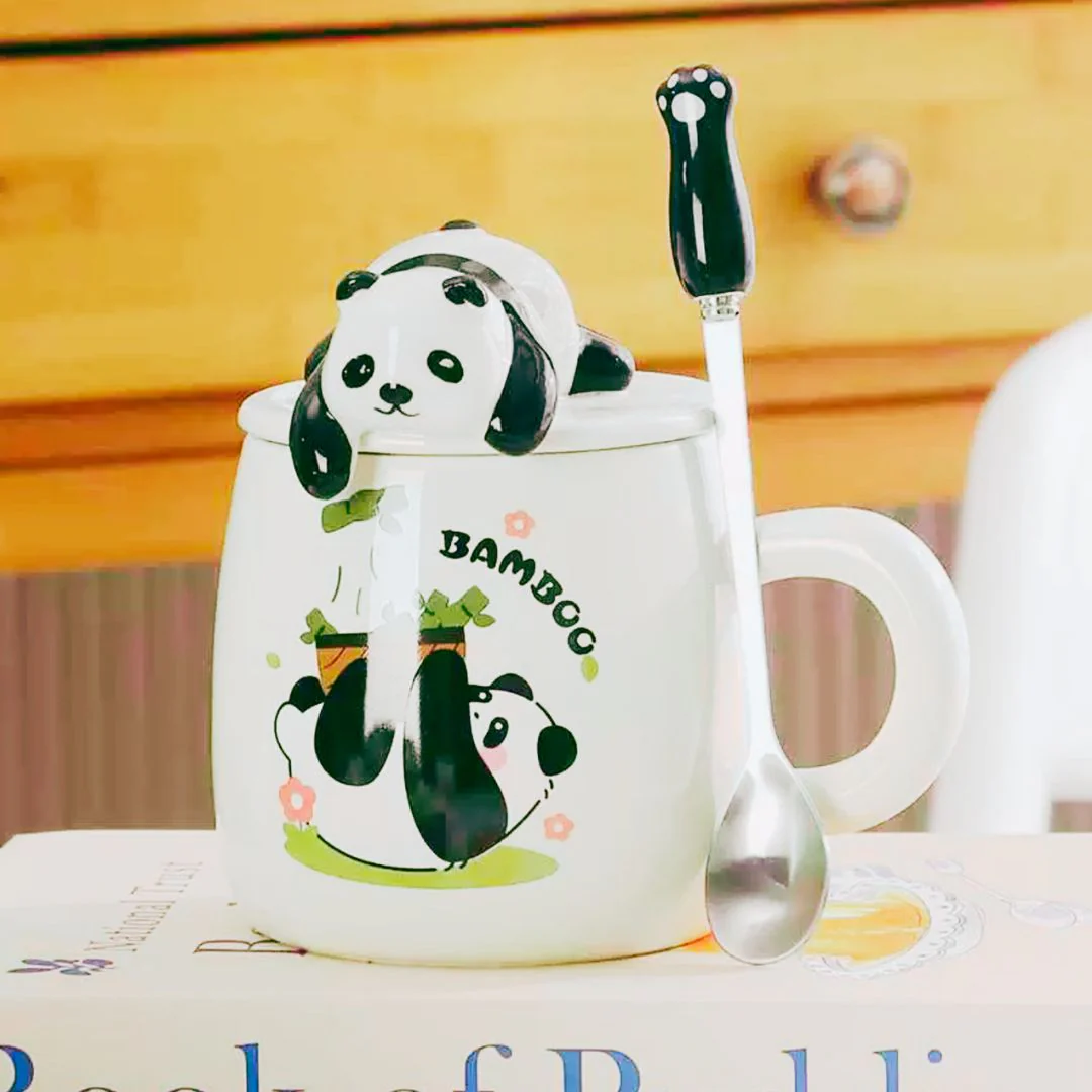 Beary Morning - Panda Mug with Lid and Spoon - Image 3